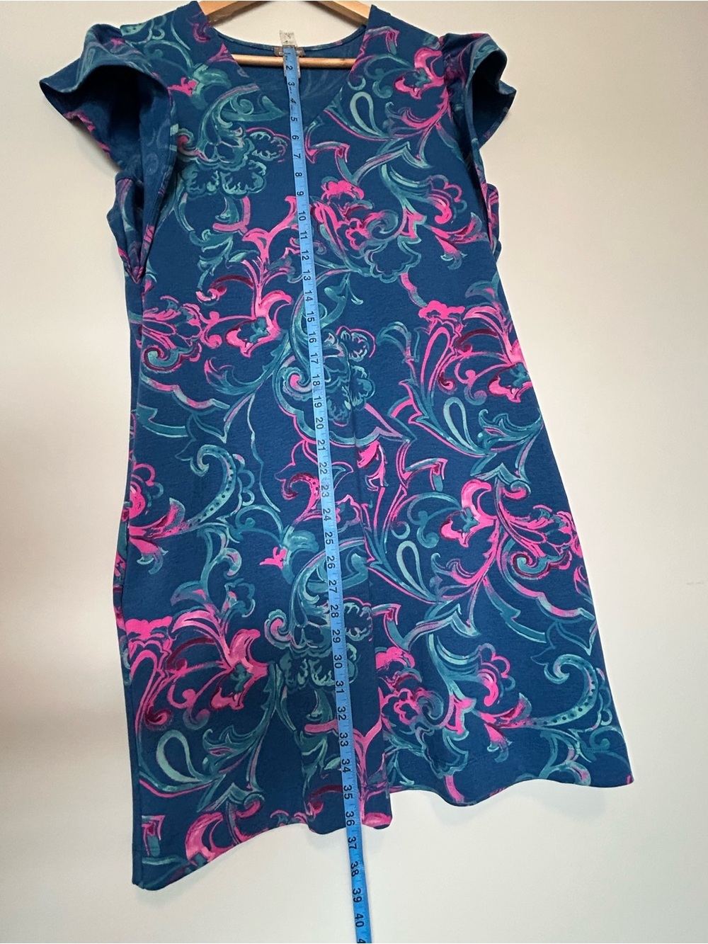 Chico's Teal and Pink V-Neck Printed Sheath Dress - Picture 9 of 11